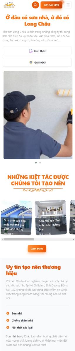 Mẫu website dịch vụ sơn nhà Long Châu